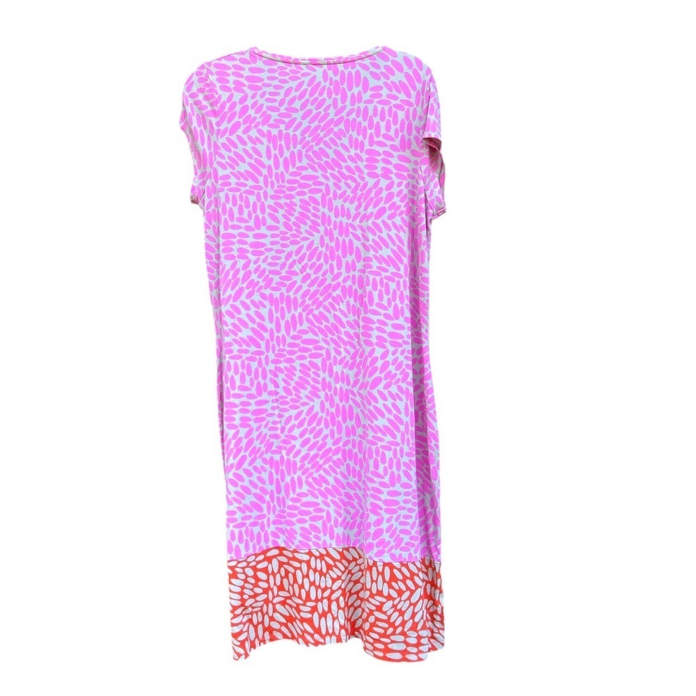Boden Nancy Jersey Dress | Size 14 US Pink & Coral Pebble Print Made in Portugal - Picture 9 of 9